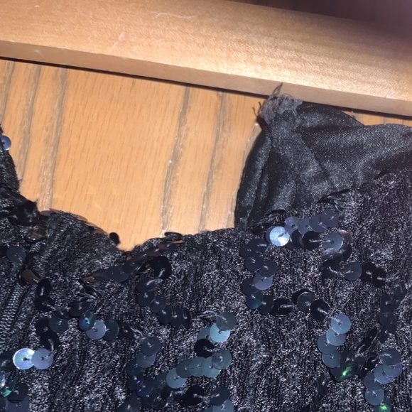 VINTAGE 90s NIGHT MOVES NEW YORK PARTY DRESS STRAPLESS PURPLE & BLACK SEQUINED - Picture 5 of 8